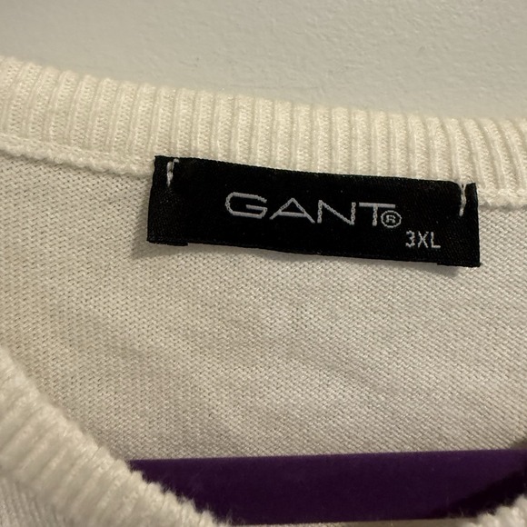 Gant Breton Stripe Crew Neck Pullover Sweater Crème Size XL - Picture 4 of 8